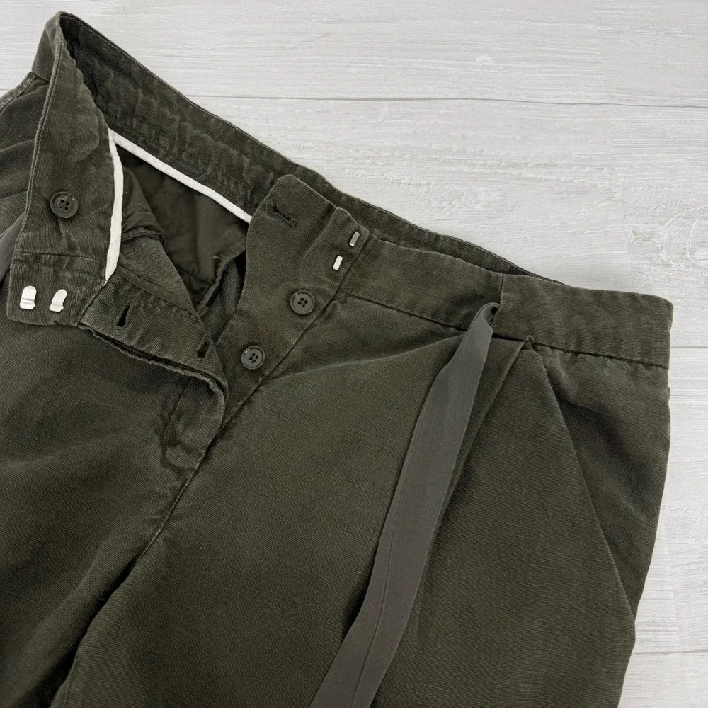 Aritzia Wilfred Allant Linen Blend‎ Trousers Womens 8 Olive Green Pleated Pant